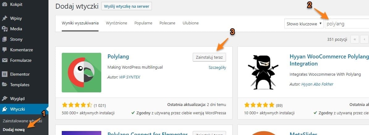 Instalacja wtyczki Polylang | nazwa.pl