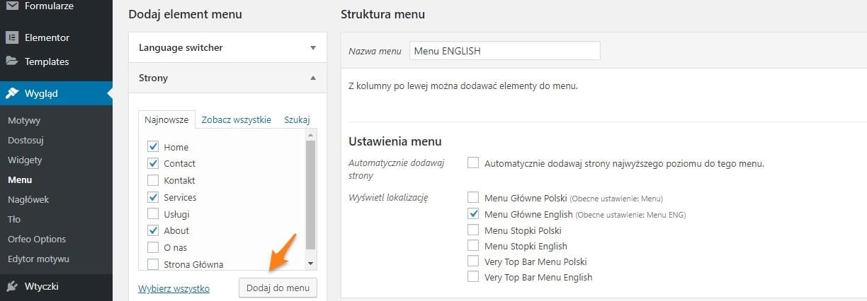 Konfiguracja menu w innym języku - wtyczka Polylang | nazwa.pl