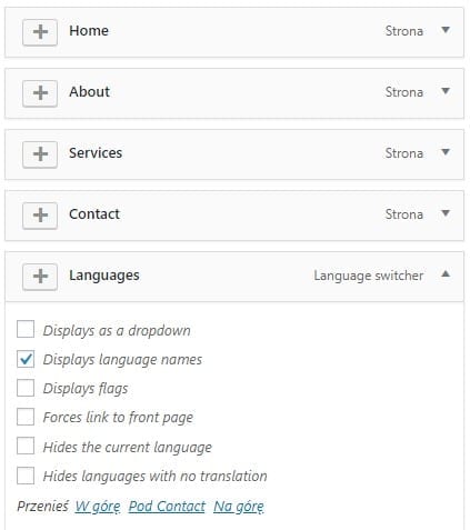 Menu w innym języku - wtyczka Polylang | nazwa.pl