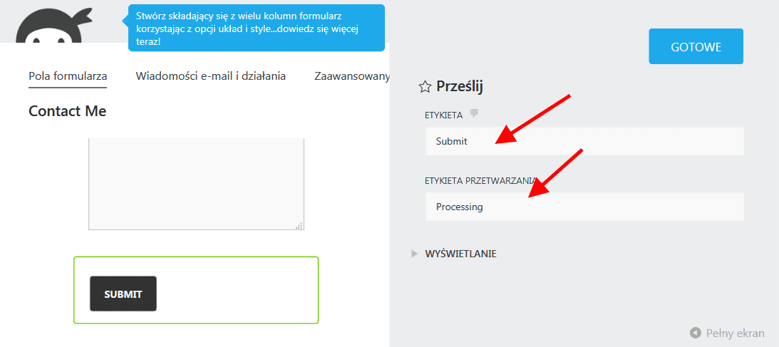 Uzupełnianie etykiet w Ninja Forms | nazwa.pl