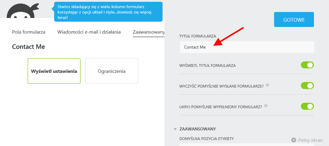 Pola tekstowe w Ninja Forms | nazwa.pl