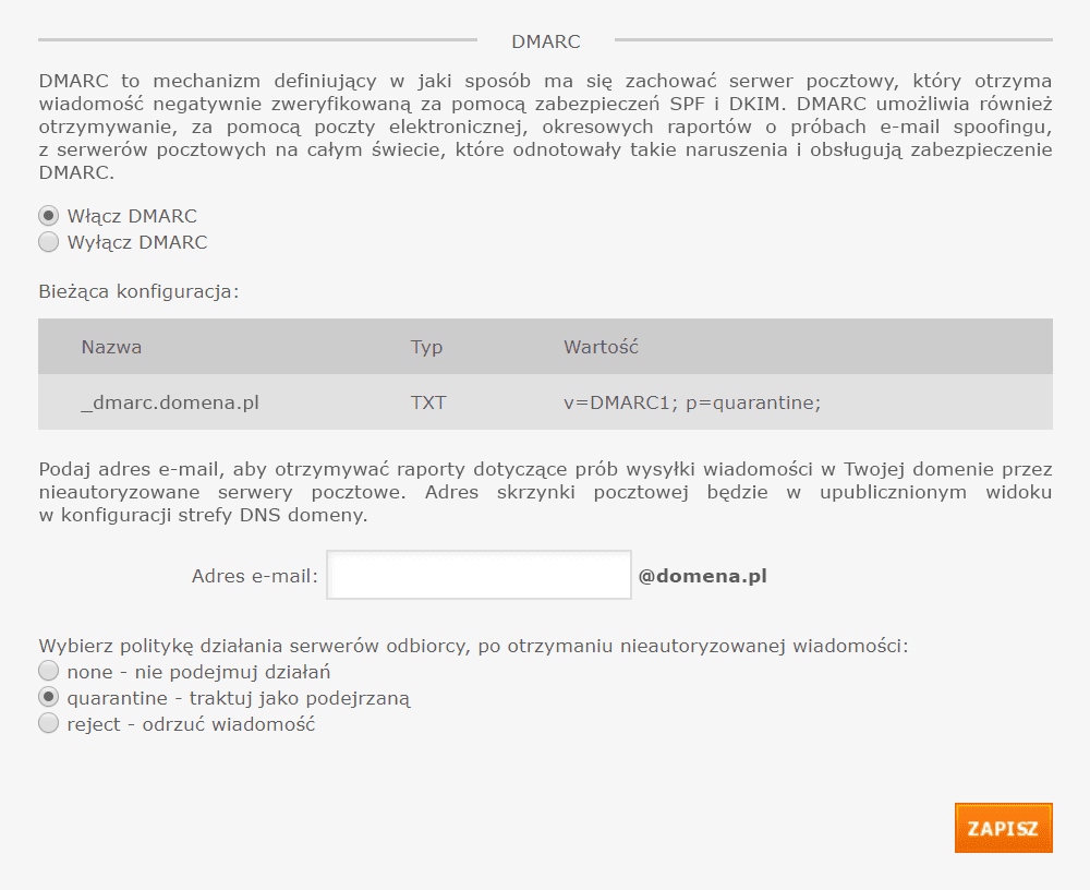 DMARC (ang. Domain-based Message Authentication, Reporting, and Conformance)