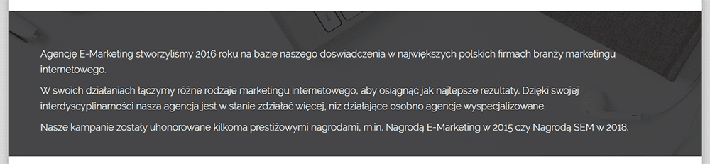 Opis firmy na stronie głównej firmowej strony internetowej to podstawa. Sprawdź jak napisać ciekawy opis firmy na blogu nazwa.pl.