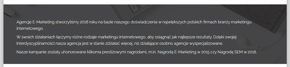 Opis firmy na stronie głównej firmowej strony internetowej to podstawa. Sprawdź jak napisać ciekawy opis firmy na blogu nazwa.pl.