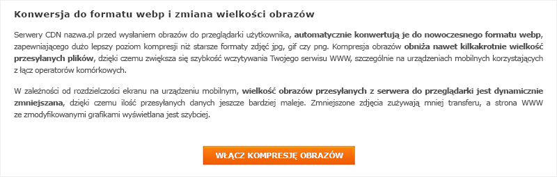 Włączenie opcji optymalizacji obrazów na serwerach nazwa.pl