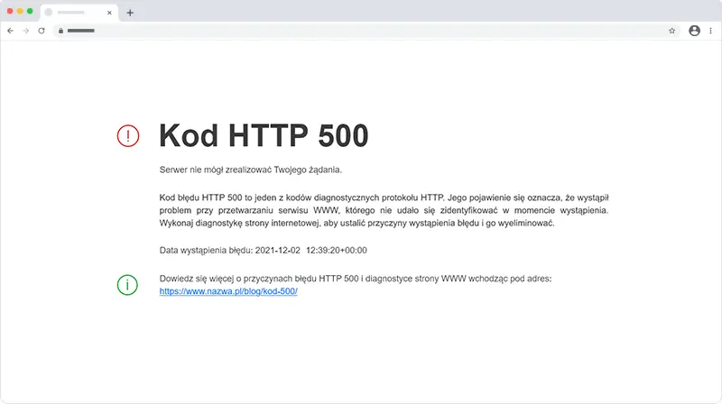 Kod błędu 500 Internal Server Error | nazwa.pl