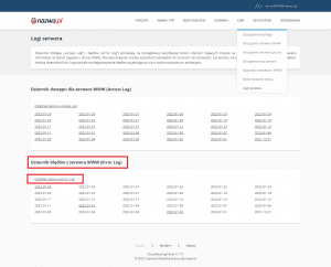 Weryfikacja zapisów dziennika dostępu i dziennika błędów w CloudHosting Panel | nazwa.pl