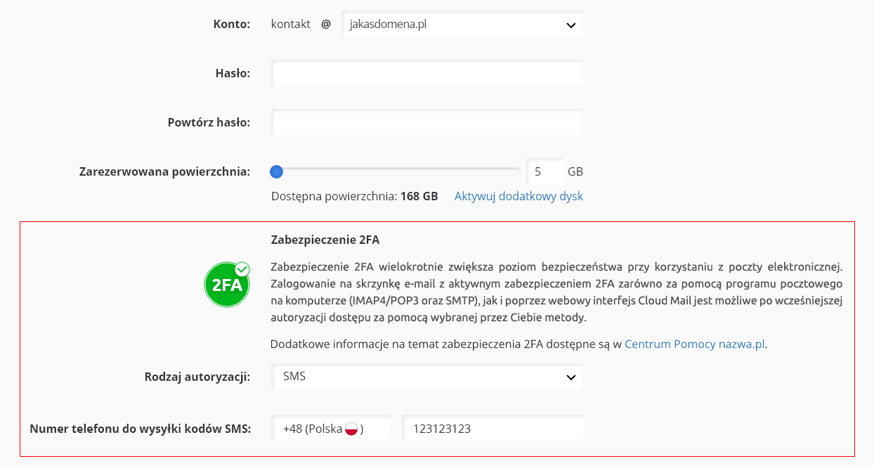 Zabezpieczenie 2FA za pomocą wiadomości SMS | nazwa.pl