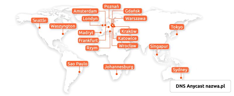 Mapa DNS Anycast nazwa.pl