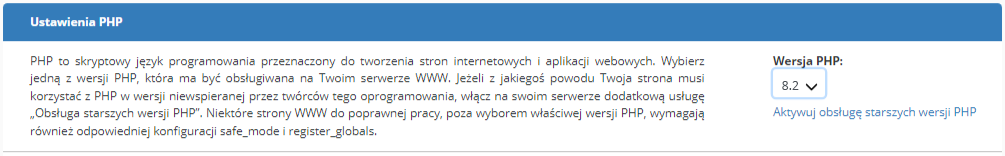 Jak włączyć PHP 8.2 na CloudHostingu - nazwa.pl