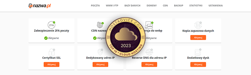 Nagroda „Top 10 Cloud Hosting” | nazwa.pl