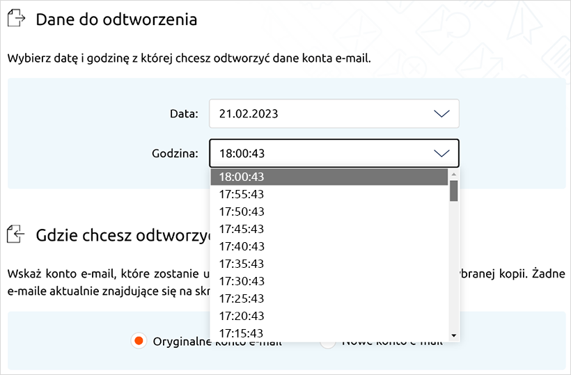 Odtworzenie wiadomości e-mail w Mail Backup | nazwa.pl