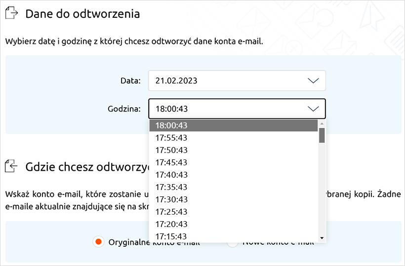 Odtworzenie wiadomości e-mail w Mail Backup | nazwa.pl