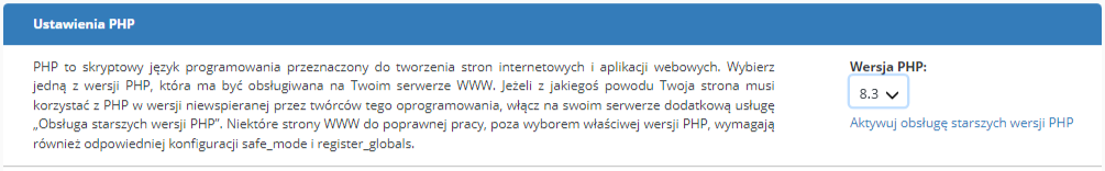 Ustawienia PHP | nazwa.pl