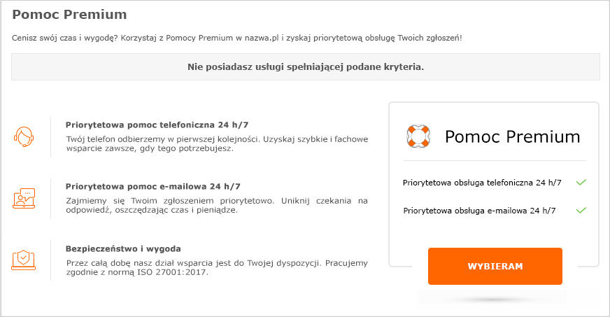 Aktywuj Pomoc Premium nazwa.pl