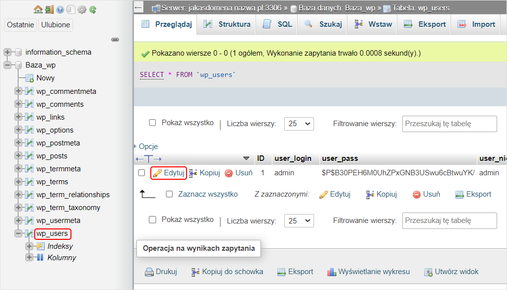 phpMyAdmin | nazwa.pl