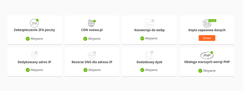 Usługi dodatkowe w CloudHosting Panel | nazwa.pl