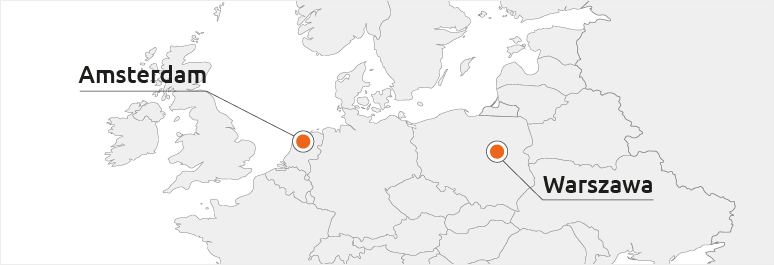 Lokalizacja w Warszawie i Amsterdamie