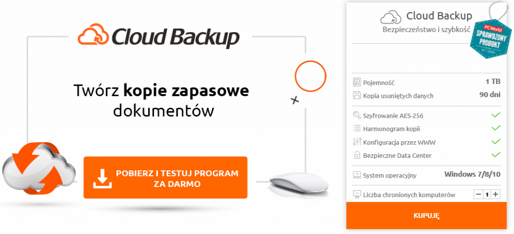 Zamówienie usługi Cloud Backup nazwa.pl