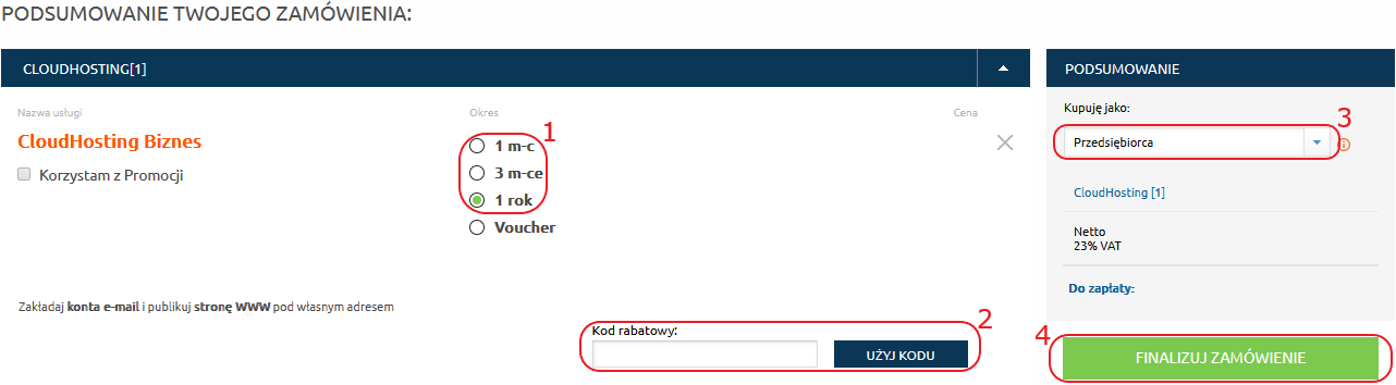 cloudhosting zamowienie uslugi