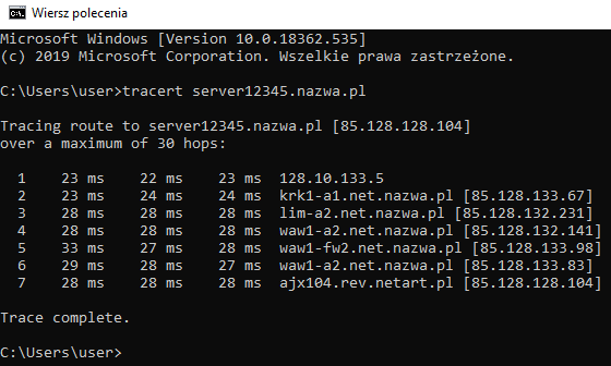 polecenie tracert