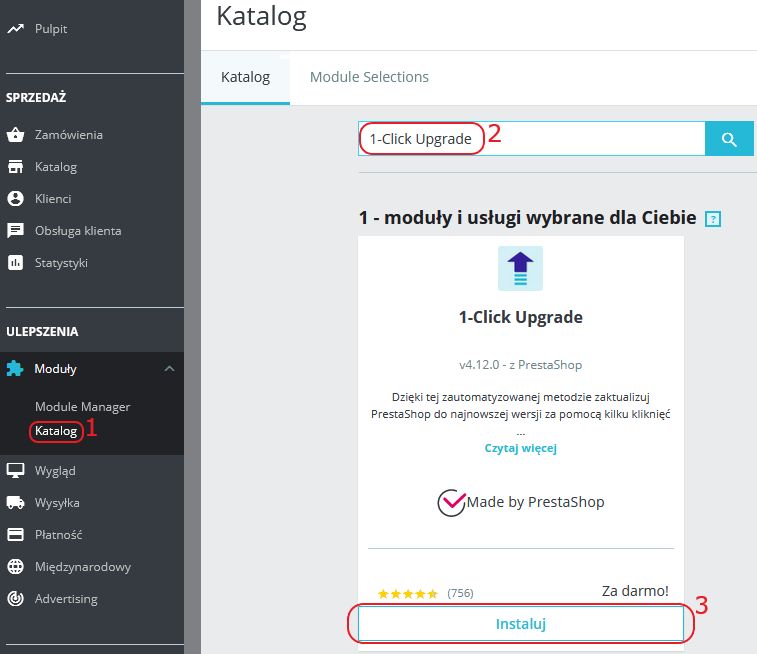 instaluj 1-click upgrade