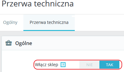 wlacz sklep na tak