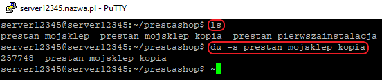 ssh wielkosc skopiowanego katalogu