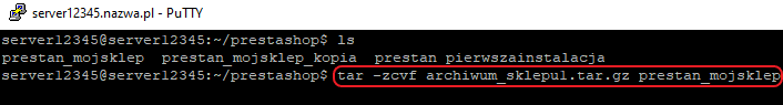 ssh pakowanie tar