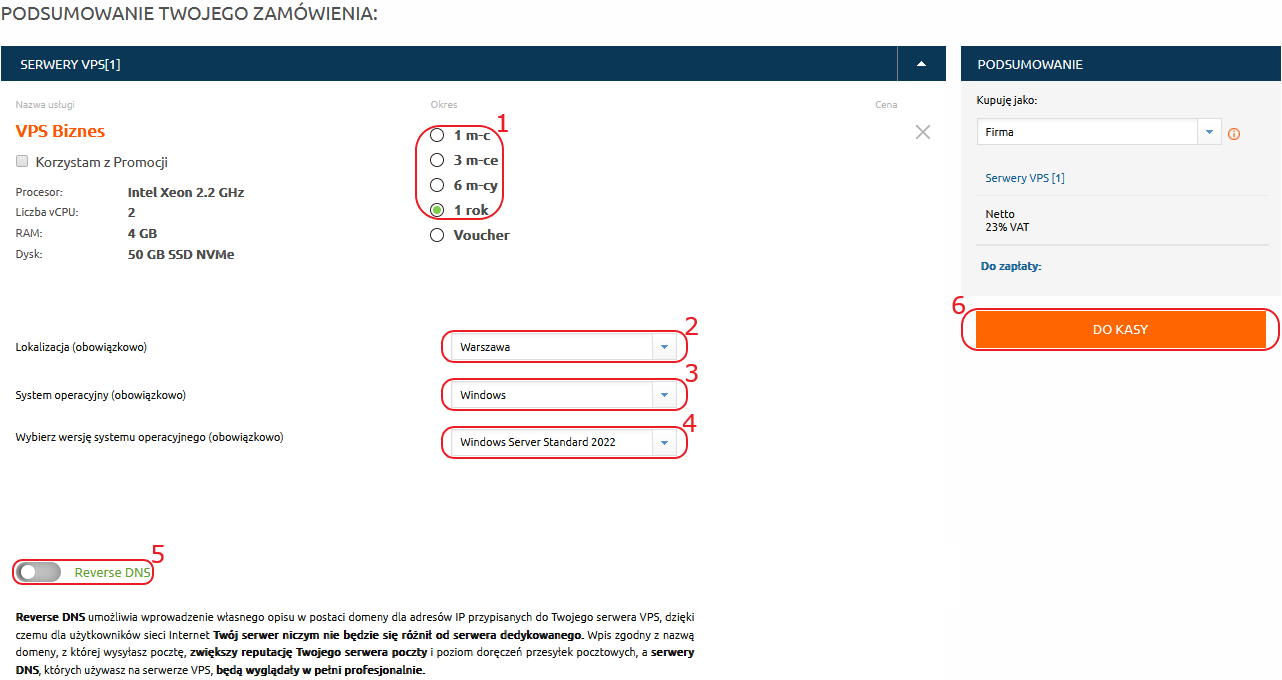 vps windows koszyk