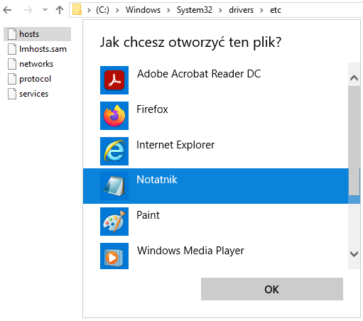 edycja hosts otworz