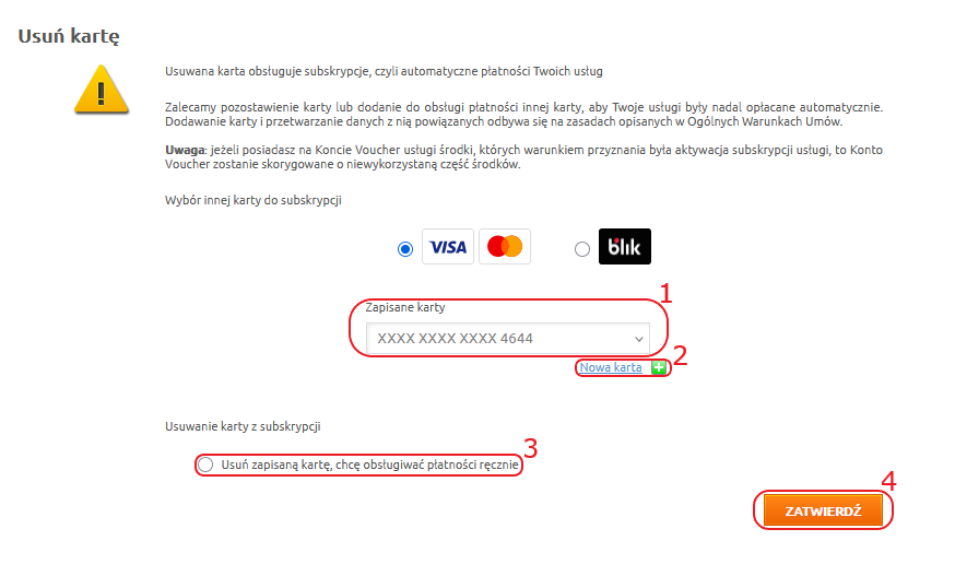 karty kredytowe usuwanie
