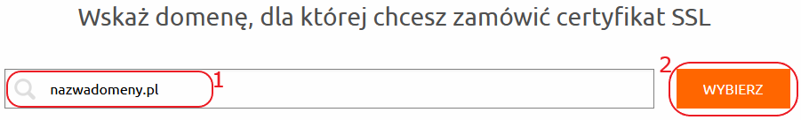 zamowienie certyfikatu ssl wskaz domene