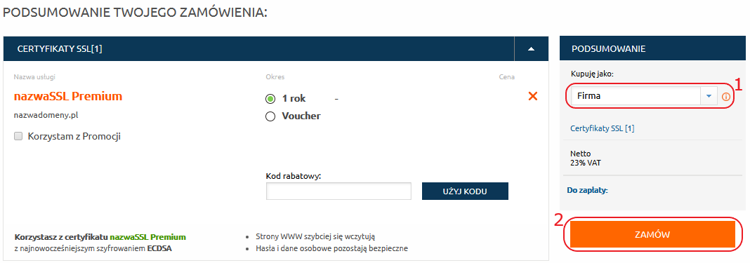 zamowienie certyfikatu ssl status prawny