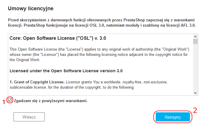 instalacja presta umowa licencyjna