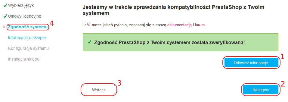 instalacja presta zgodnosc systemu