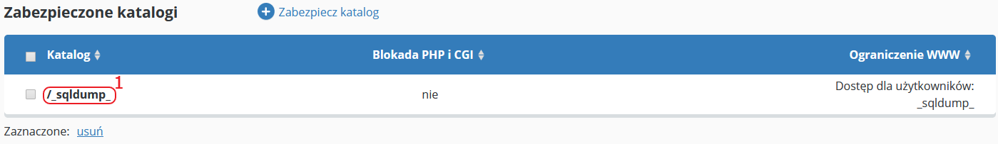 CloudHosting Panel www i ftp katalogi wykaz sqldump
