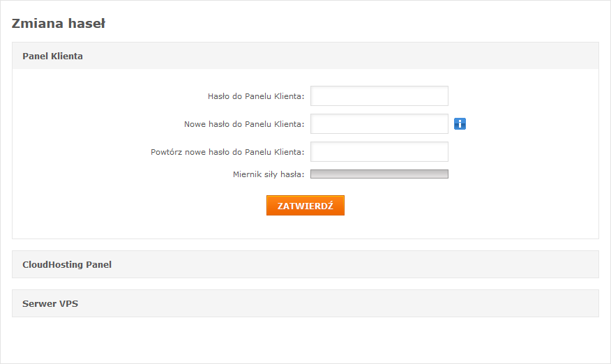 CloudHosting Panel pk zmiana hasel pk
