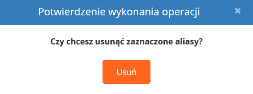 CloudHosting Panel potwierdzenie usuniecie aliasu