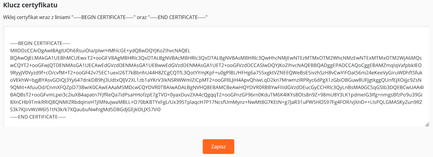 CloudHosting Panel certyfikaty ssl wgraj klucz certyfikatu