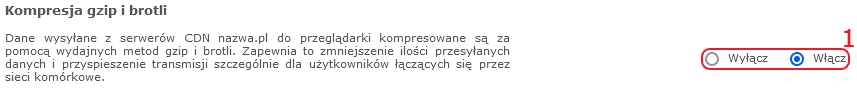 cdn nazwa.pl ustawienia zaawansowane kompresia gzip i brotli