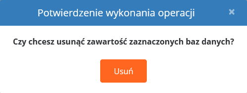 CloudHosting Panel potwierdzenie usuniecia zawartosci bazy danych