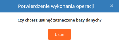 CloudHosting Panel potwierdzenie usuniecia bazy danych