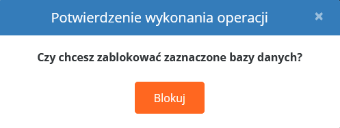 CloudHosting Panel potwierdzenie zablokowania bazy danych