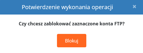 CloudHosting Panel potwierdzenie zablokowanie konta ftp