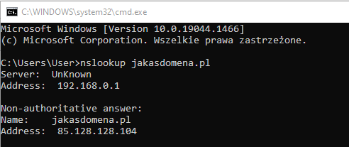 CDN nazwa.pl polecenie nslookup