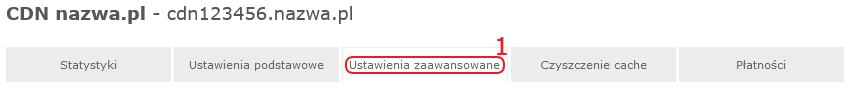 cdn nazwa.pl ustawienia zaawansowane zakladka