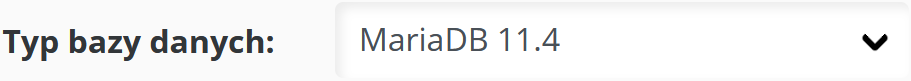 CloudHosting Panel bazy danych typ mariadb 106
