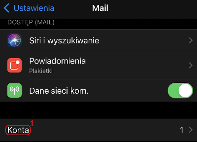 poczta iphone mail konta