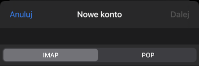 poczta iphone mail nowe konto imap